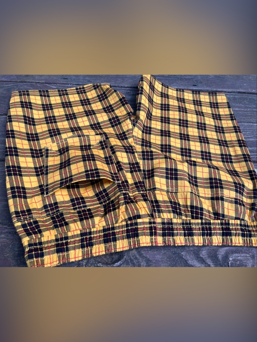 Drill Clothing Co. Fresh Prints of Bel-Air Stretch Twill Yellow Plaid Shorts|XL - Picture 12 of 14